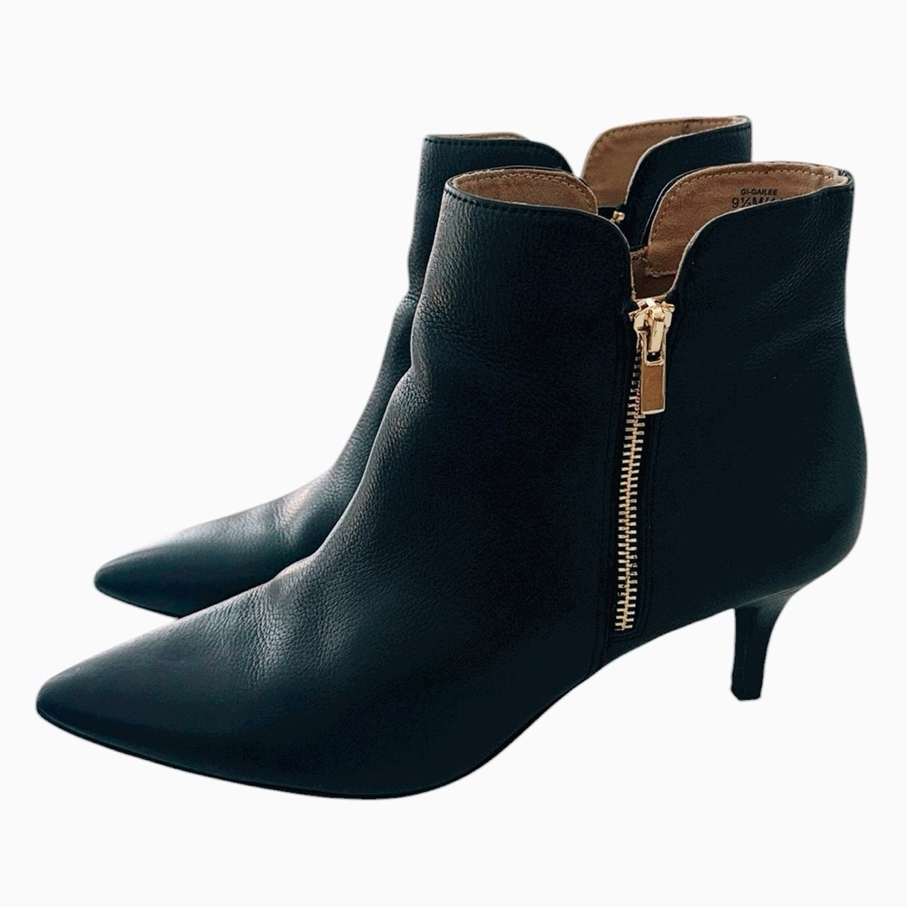 G.I.L.I. Gailee Black Leather Pointed Toe Ankle Booties Sz 9.5